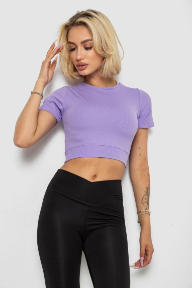 Футболка - топ жіноча в рубчик, колір бузковий, 238R58210 XXL, 52, XXL