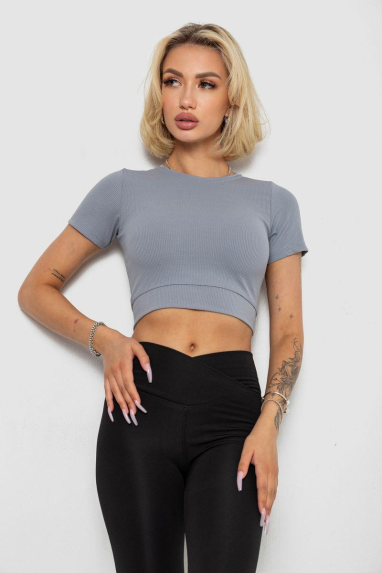 Футболка - топ жіноча в рубчик, колір сірий, 238R58210 XL, 50, XL
