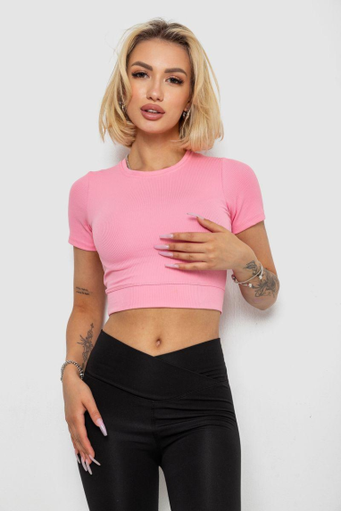 Футболка - топ жіноча в рубчик, колір рожевий, 238R58210 XXL, 52, XXL