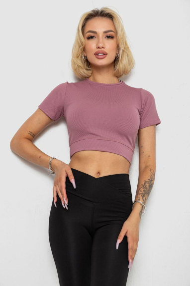 Футболка - топ жіноча в рубчик, колір пудровий, 238R58210 XXL, 52, XXL