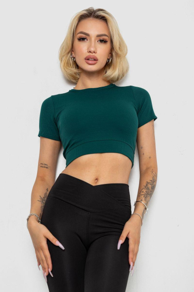 Футболка - топ жіноча в рубчик, колір зелений, 238R58210 XXL, 52, XXL