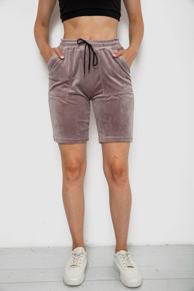 Шорти жіночі однотонні велюрові, колір мокко, 238R58169 Ager, XL, 50, XL