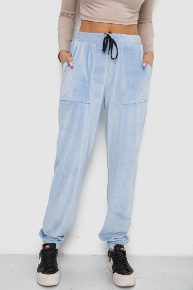 Штани жіночі велюрові, колір блакитний, 238R58168 Ager, XL, 50, XL