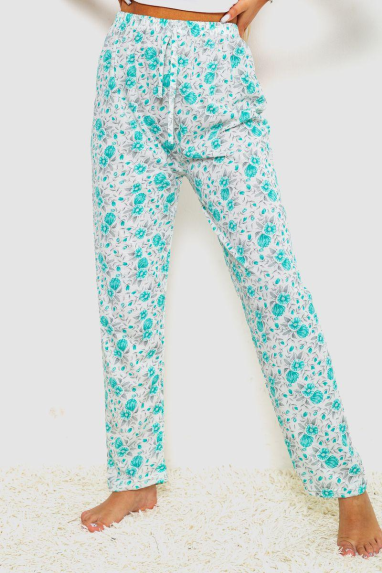 Штани жіночі домашні, колір молочно-бірюзовий, 238R57854 XL, 50, XL