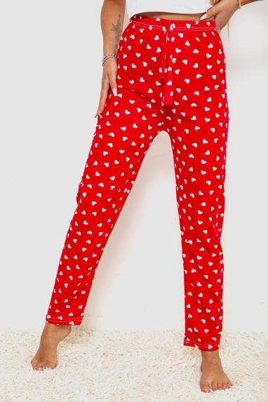 Штани жіночі домашні, колір червоний, 238R57854-1 XXL, 52, XXL