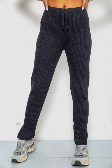 Штани жіночі в рубчик, колір темно-сірий, 238R57853-1 XL, 50, XL