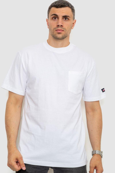 Футболка чоловіча однотонна, колір білий, 238R57832 XL, 50, XL