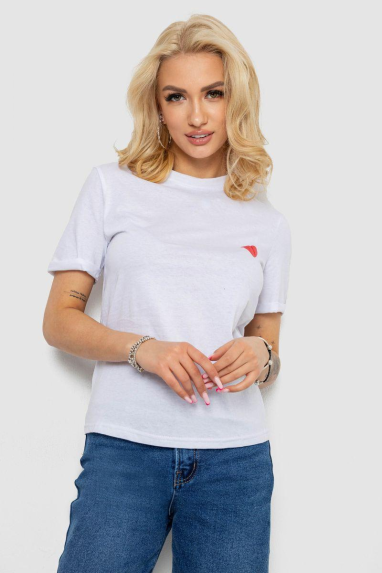 Футболка жіноча з принтом, колір білий, 238R57482 XL, 50, XL