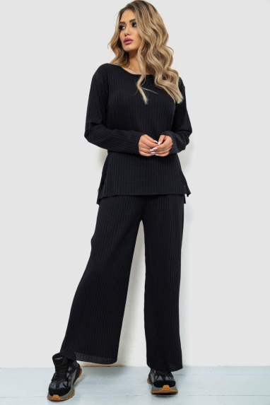 Костюм жіночий в рубчик повсякденний, колір чорний, 238R57415 Ager, XXL