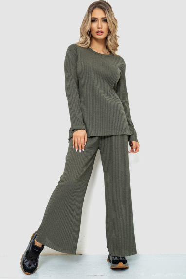 Костюм жіночий в рубчик повсякденний, колір хакі, 238R57415 Ager, XXL