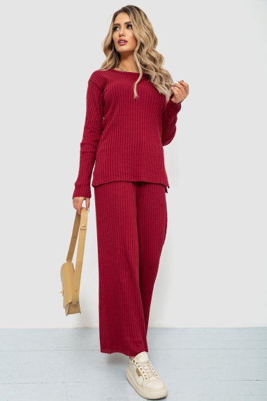 Костюм жіночий в рубчик повсякденний, колір бордовий, 238R57415 Ager, XXXL