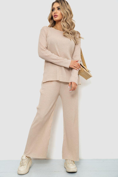 Костюм жіночий в рубчик повсякденний, колір бежевий, 238R57415 Ager, XXL