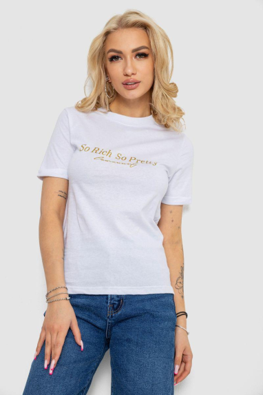Футболка жіноча з принтом, колір білий, 238R57399 XL, 50, XL