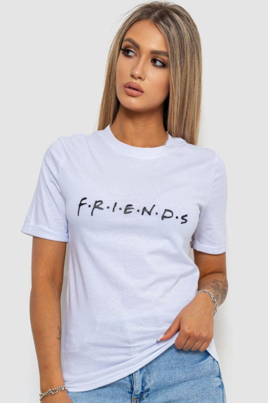Футболка жіноча з принтом, колір білий, 238R57396 XXL, 52, XXL