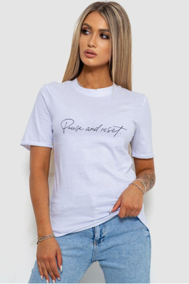 Футболка жіноча з принтом, колір білий, 238R57395 XL, 50, XL
