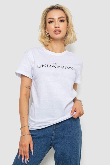 Футболка жіноча з принтом, колір білий, 238R57383-1 M, 46, M