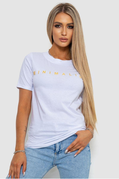 Футболка жіноча з принтом, колір білий, 238R57379 XL, 50, XL