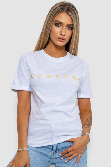 Футболка жіноча з принтом, колір білий, 238R57378 XL, 50, XL
