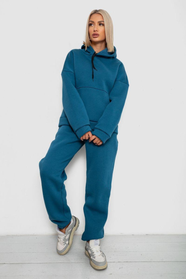 Спортивний костюм жіночий на флісі, колір синій, 238R5726 XXXL, 54, XXXL