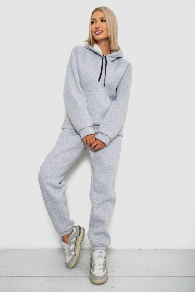 Спортивний костюм жіночий на флісі, колір сірий, 238R5726 XXL, 52, XXL
