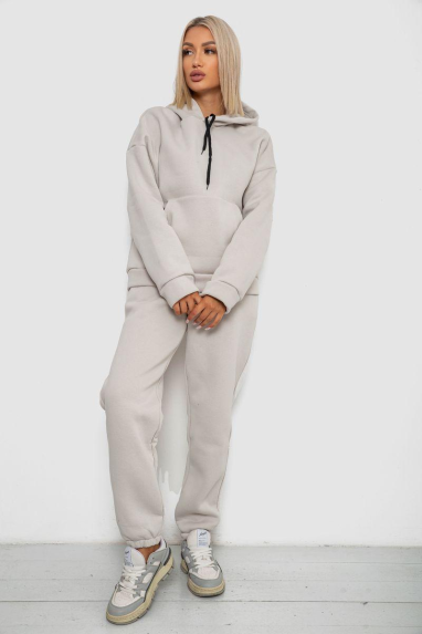 Спортивний костюм жіночий на флісі, колір сіро-оливковий, 238R5726 XL, 50, XL