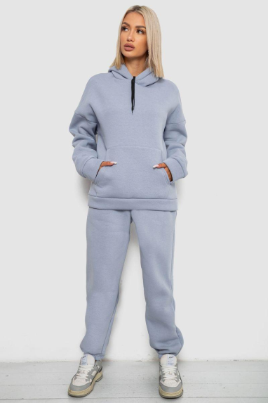 Спортивний костюм жіночий на флісі, колір сіро-блакитний, 238R5726 XXL, 52, XXL