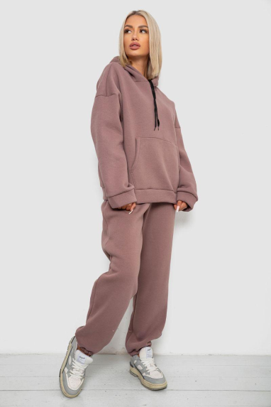 Спортивний костюм жіночий на флісі, колір мокко, 238R5726 XL, 50, XL