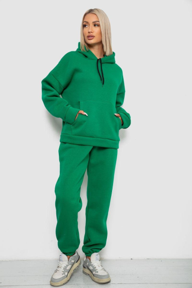 Спортивний костюм жіночий на флісі, колір зелений, 238R5726 XXL, 52, XXL