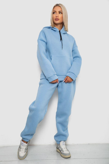 Спортивний костюм жіночий на флісі, колір блакитний, 238R5726 XL, 50, XL