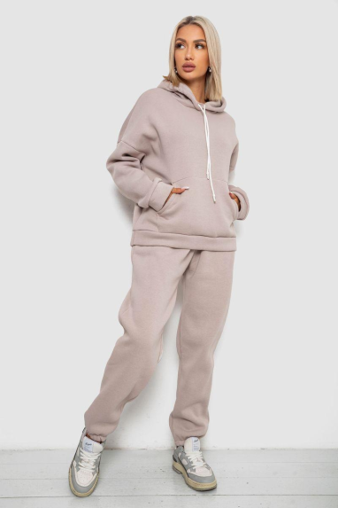 Спортивний костюм жіночий на флісі, колір бежевий, 238R5726 XXL, 52, XXL