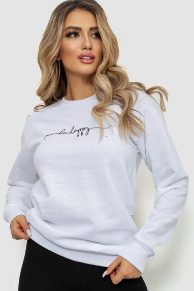 Світшот жіночий з принтом, колір білий, 238R57180 50, XL