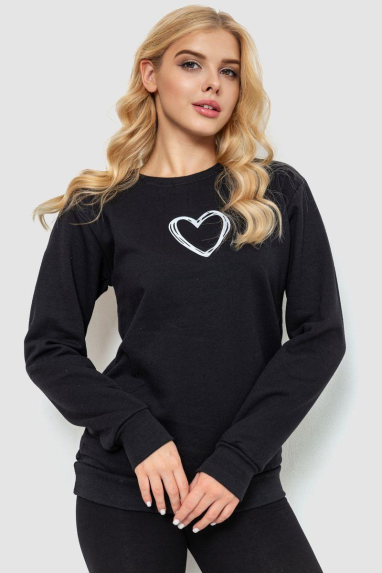 Світшот жіночий, колір чорний, 238R57162 52, XXL