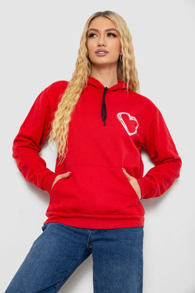 Худі жіночий на тонкому флісі, колір червоний, 238R57162-10 Ager, 52, XXL