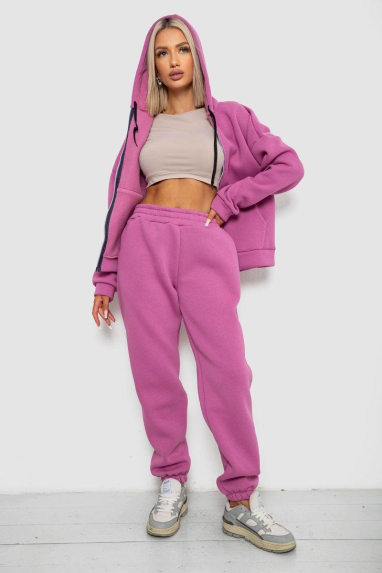 Спортивний костюм жіночий на флісі, колір темно-бузковий, 238R5715 XXL, 52, XXL