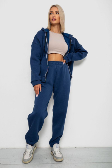 Спортивний костюм жіночий на флісі, колір синій, 238R5715 XXXL, 54, XXXL