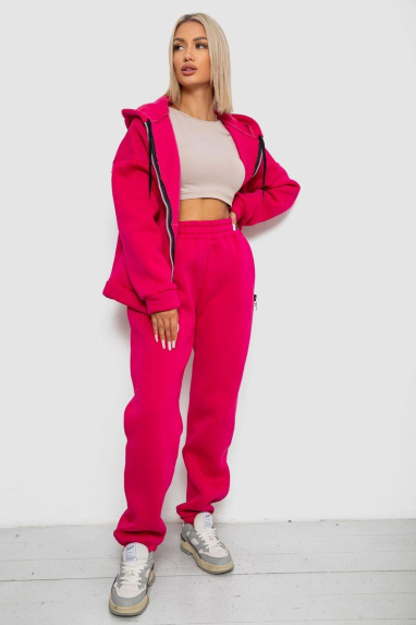 Спортивний костюм жіночий на флісі, колір малиновий, 238R5715 XXXL, 54, XXXL