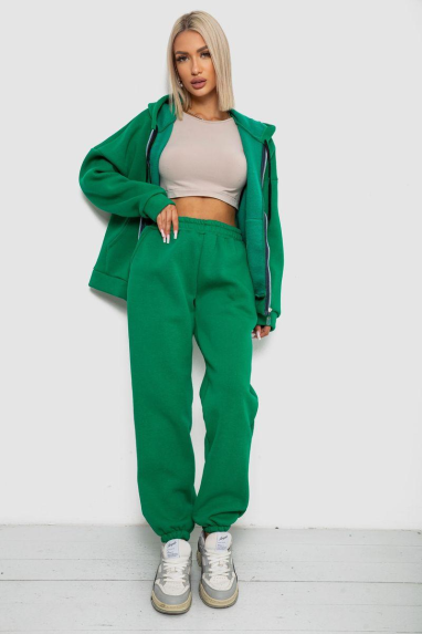 Спортивний костюм жіночий на флісі, колір зелений, 238R5715 XXL, 52, XXL