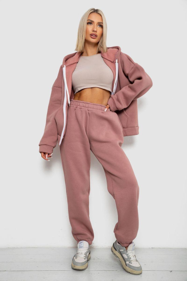 Спортивний костюм жіночий на флісі, колір пудровий, 238R5715-5 XXL, 52, XXL