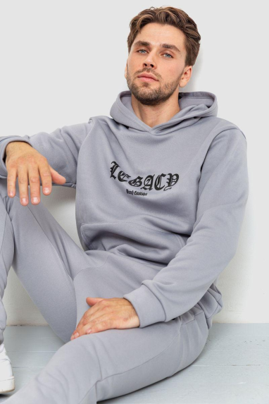 Спортивний костюм чоловічий на флісі, колір світло-сірий, 238R57046 XXXL, XXXL, XXXL