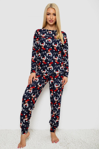 Піжама жіноча з принтом, колір темно-синій, 238R5658 XL, 50, XL