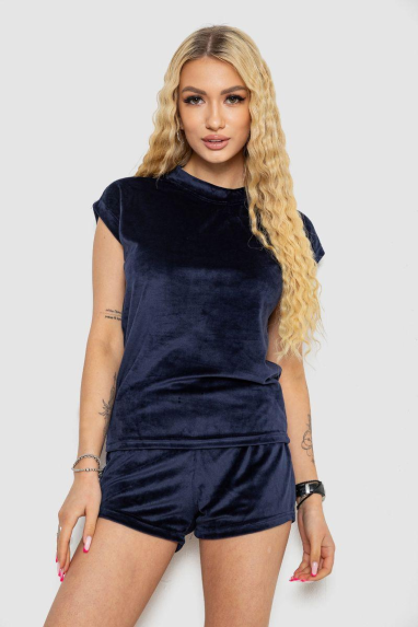 Піжама жіноча велюрова, колір темно-синій, 238R450 XL, 50, XL