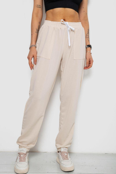 Спортивні штани жіночі, колір світло-бежевий, 238R347 Ager, XL, 50, XL