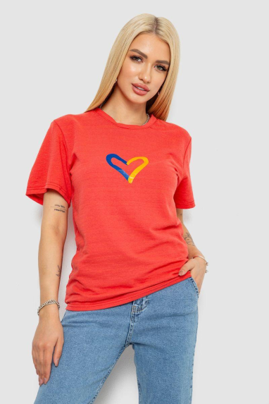 Футболка жіноча з принтом, колір кораловий, 238R330 Ager, M, 46, M