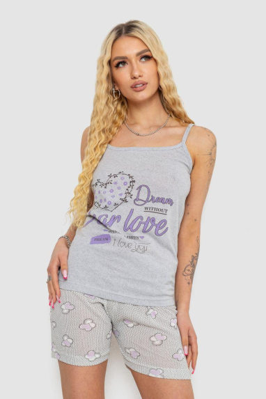 Жіноча піжама з принтом, колір сірий, 238R3128 Ager, XL, 50, XL