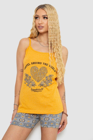 Жіноча піжама з принтом, колір жовтий, 238R3119 Ager, XL, 50, XL