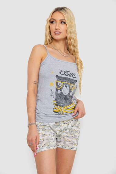 Жіноча піжама з принтом, колір сірий, 238R3101 Ager, XL, 50, XL