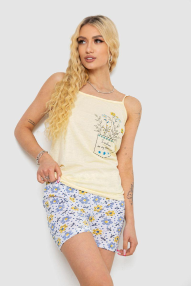 Жіноча піжама з принтом, колір жовтий, 238R3052 Ager, XXL, 52, XXL