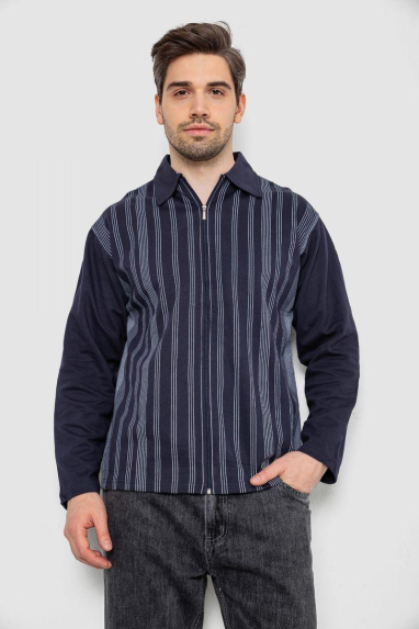 Кофта чоловіча на блискавці в смужку, колір темно-синій, 238R123 XL, 50, XL