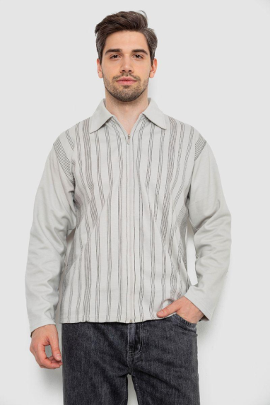 Кофта чоловіча на блискавці в смужку, колір світло-оливковий, 238R123 XL, 50, XL