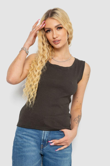 Майка жіноча в рубчик, колір хакі, 238R117 Ager, XL, 50, XL